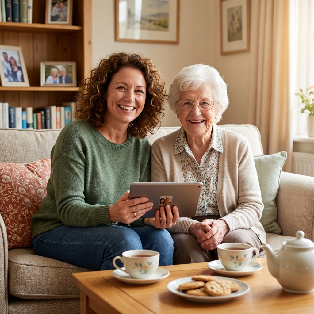Family reviewing care plan